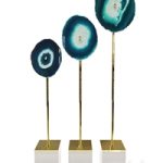 Set of 3 statuettes AGATE DESIGN blue