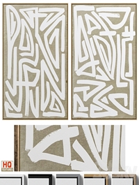 Large Mid-Century Abstract Neutral Wall Art C-446