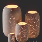 WestElm Pierced Constellation Ceramic Candleholders