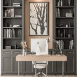 Home Office Desk and Library Gray Set – Office Furniture 279