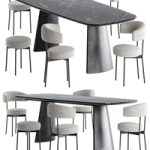 Neuilly chair Torii_table set by Bonaldo